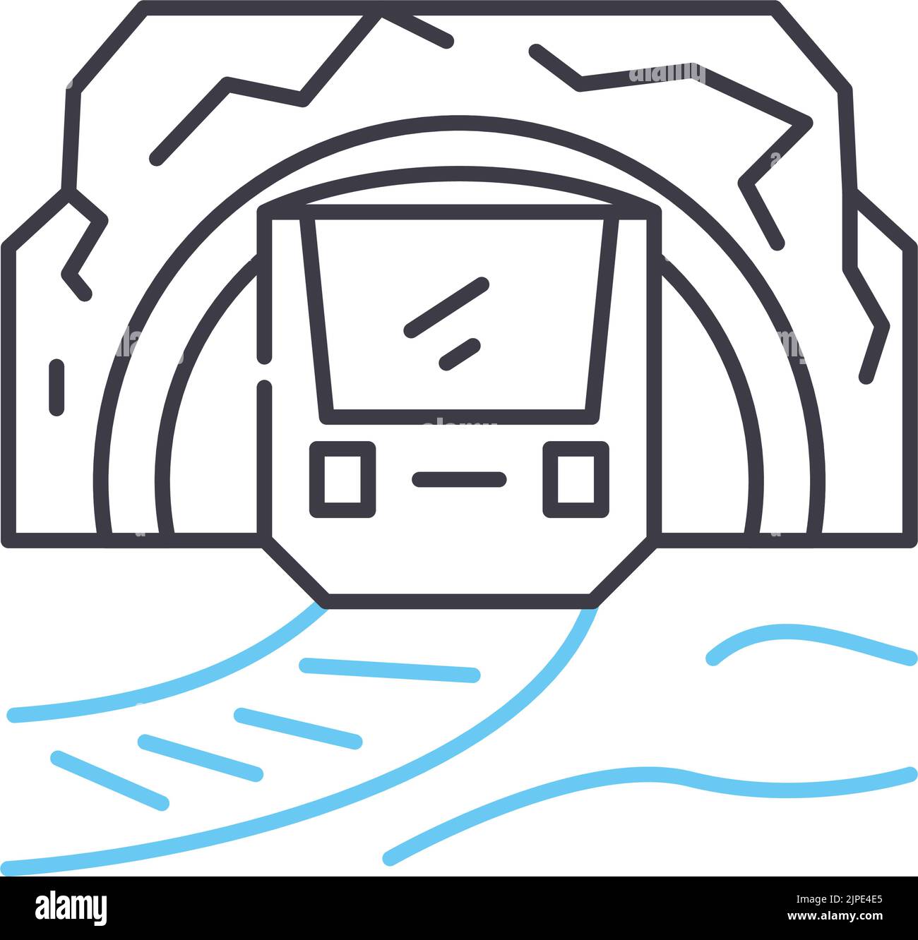 icona della linea ferroviaria, simbolo del contorno, illustrazione vettoriale, segnale concettuale Illustrazione Vettoriale