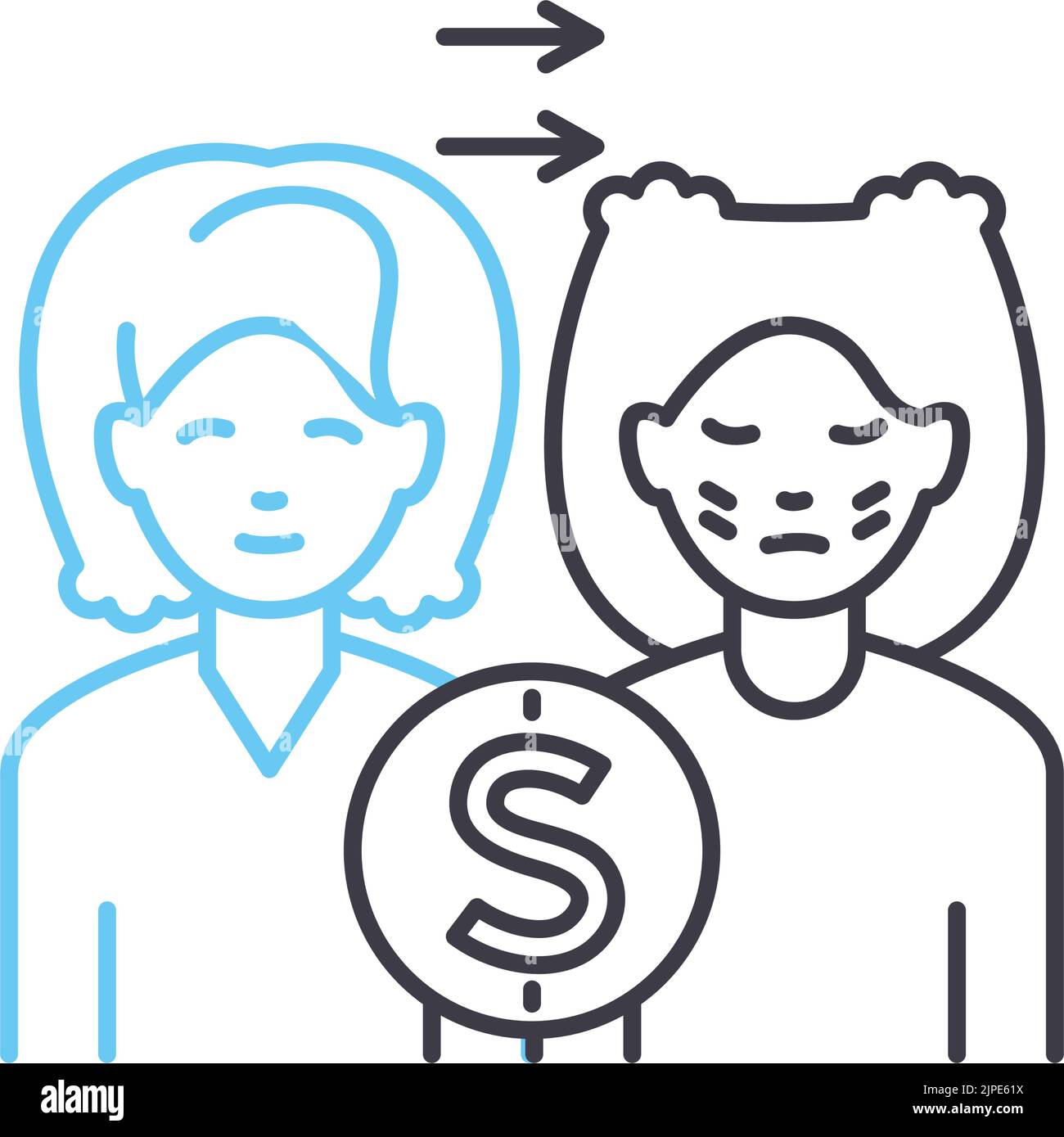 icona della linea della classe sociale, simbolo di contorno, illustrazione vettoriale, simbolo del concetto Illustrazione Vettoriale