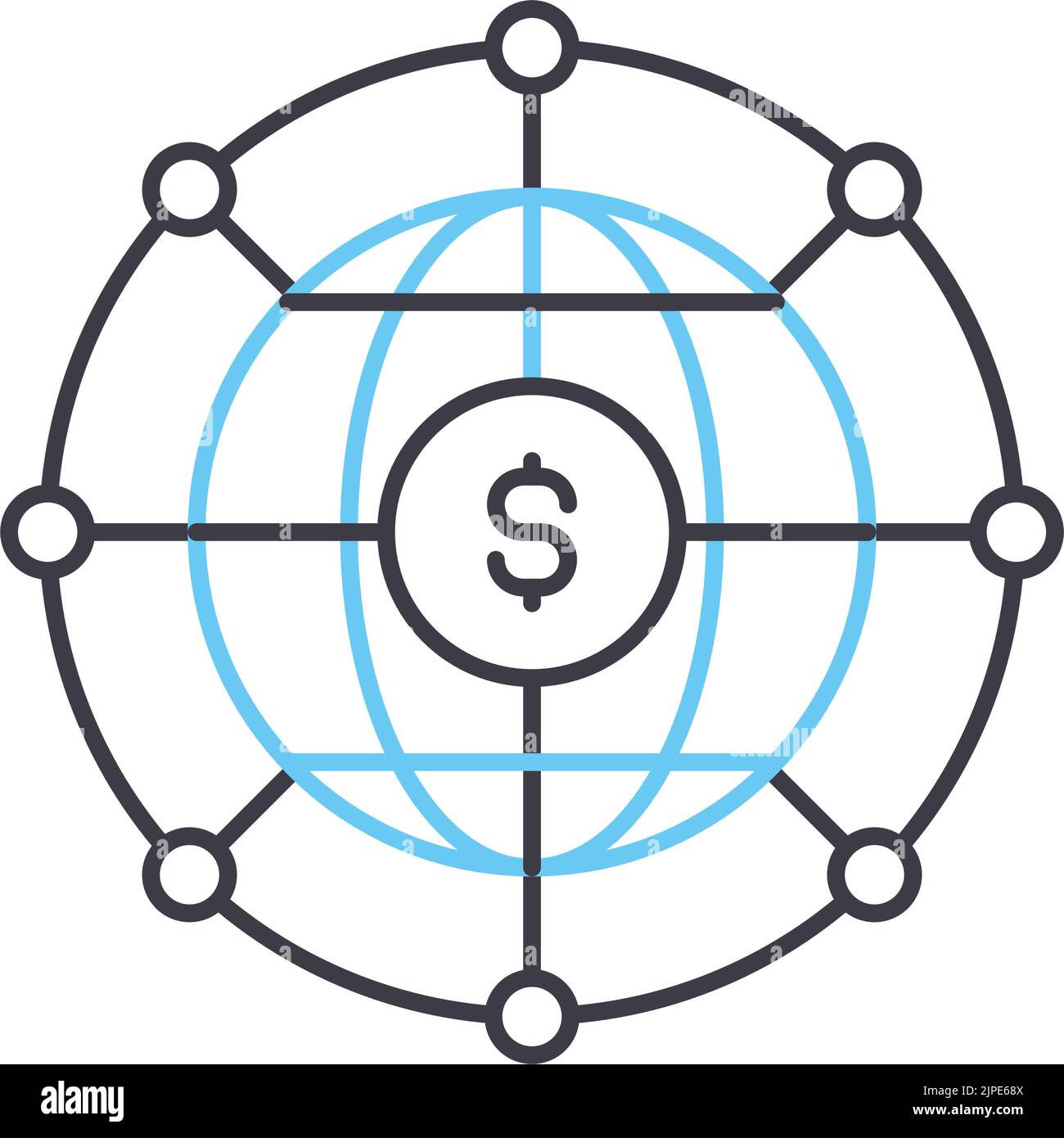 icona della linea economica globale, simbolo di contorno, illustrazione vettoriale, simbolo del concetto Illustrazione Vettoriale