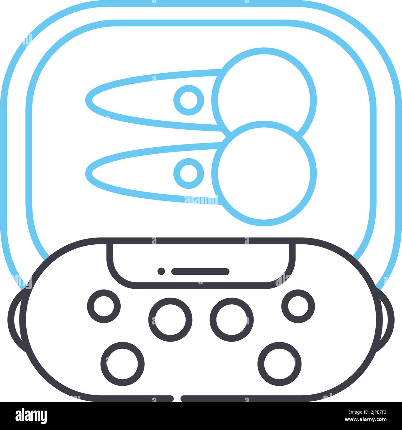 icona della linea del visore vr, simbolo di contorno, illustrazione vettoriale, segnale concettuale Illustrazione Vettoriale