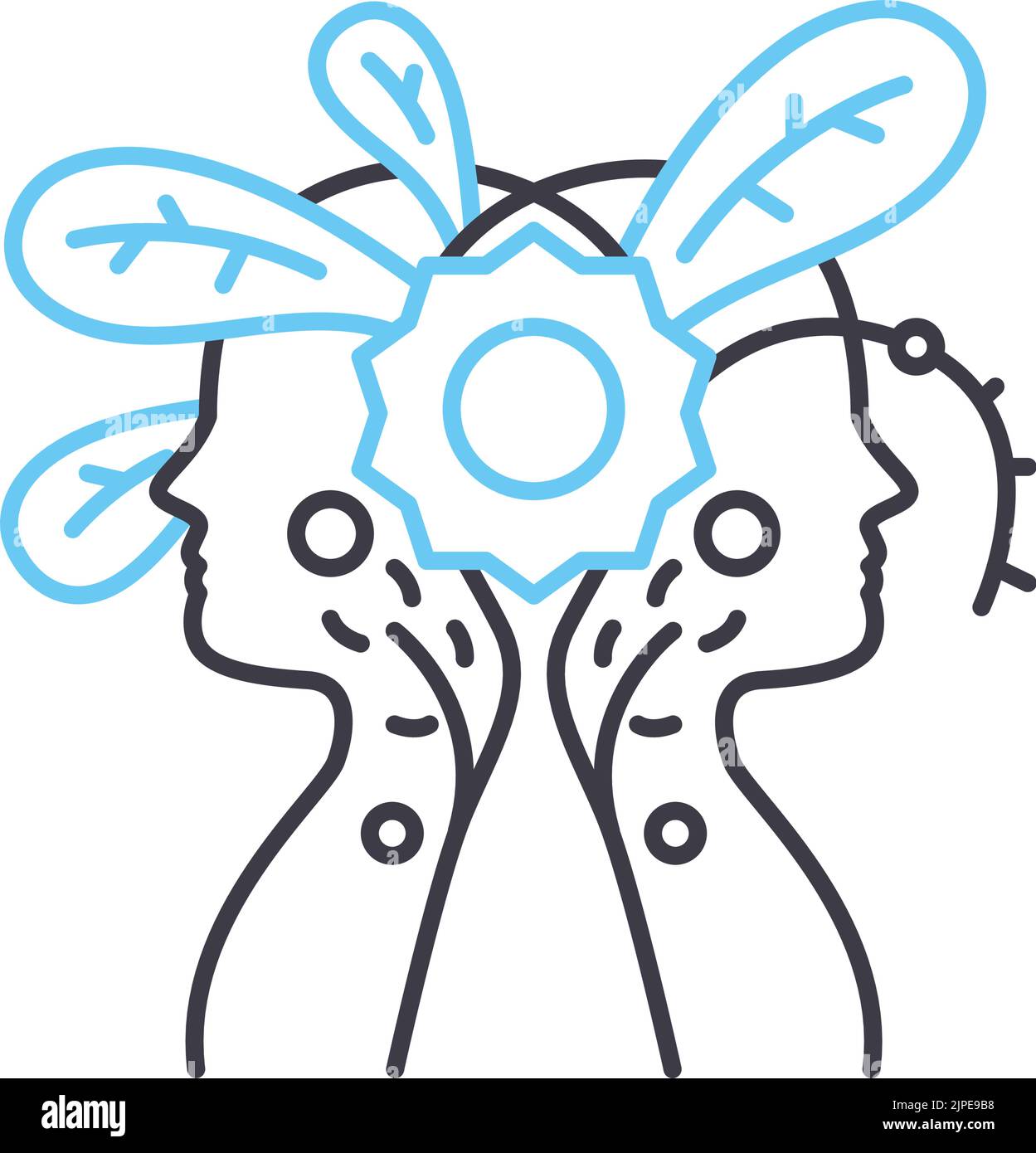 icona di linea psicologica positiva, simbolo di contorno, illustrazione vettoriale, segno di concetto Illustrazione Vettoriale