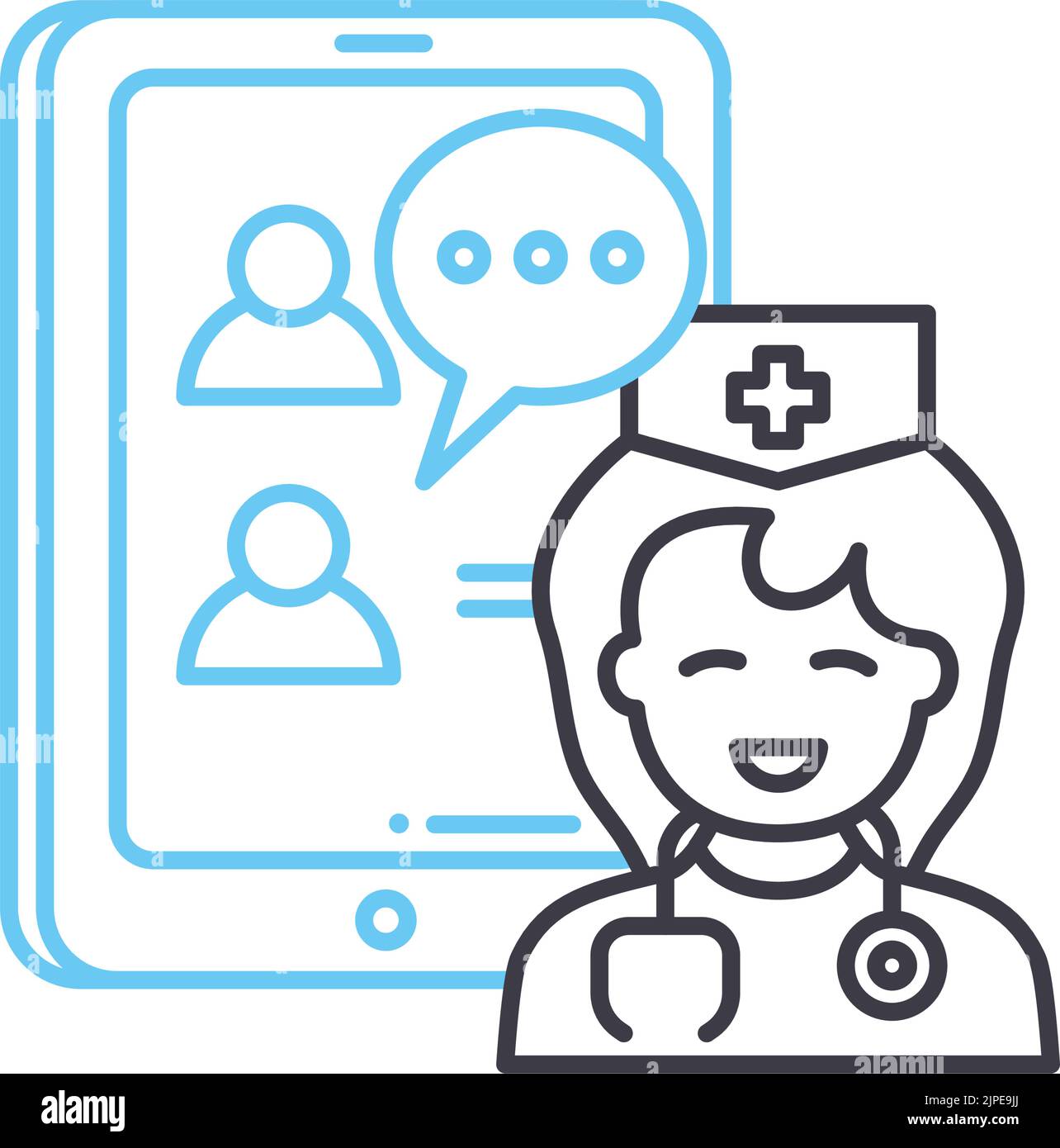 icona della linea di inseguimento online, simbolo del contorno, illustrazione vettoriale, segnale concettuale Illustrazione Vettoriale