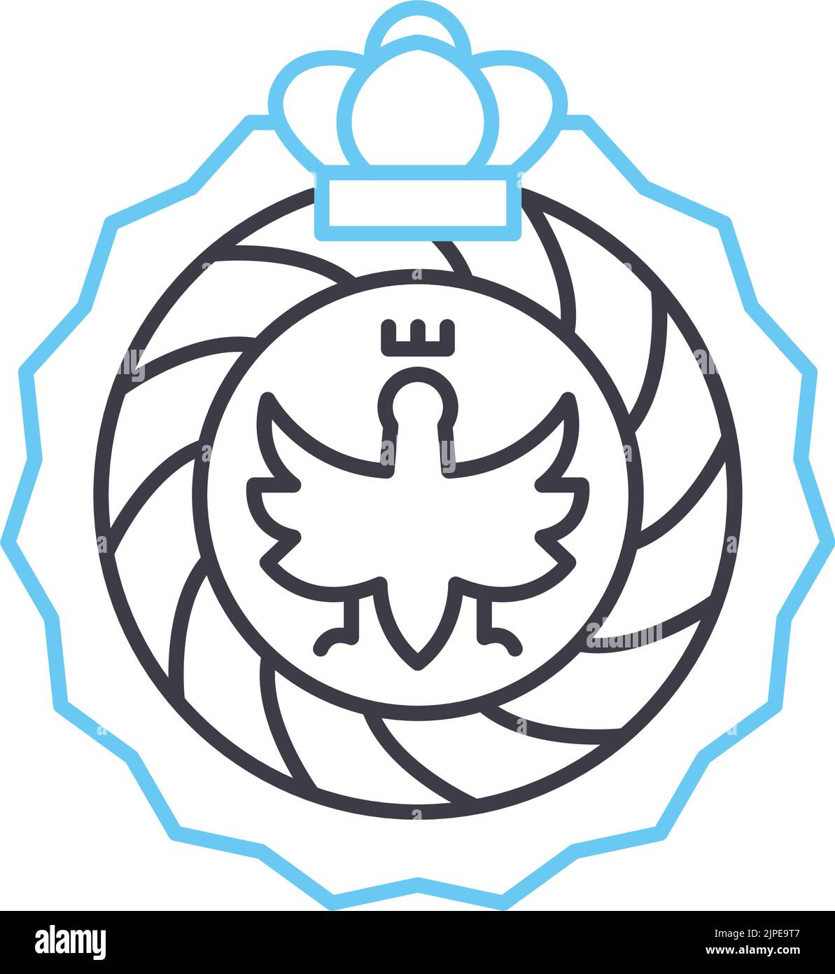 icona della linea della medaglia, simbolo del contorno, illustrazione vettoriale, segnale concettuale Illustrazione Vettoriale