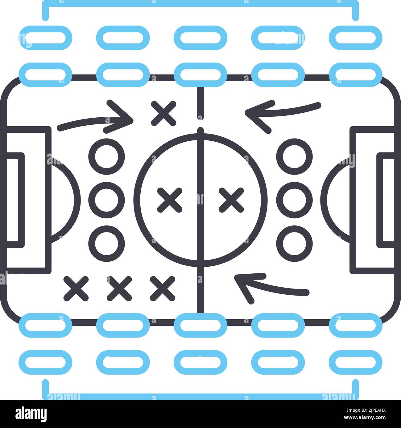 icona della linea del piano strategico, simbolo del contorno, illustrazione vettoriale, segnale concettuale Illustrazione Vettoriale