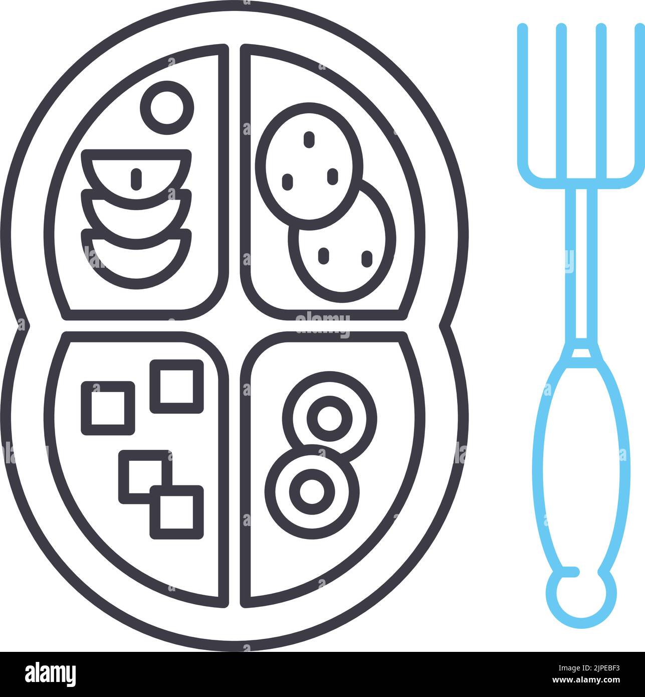 icona della linea di preparazione dei pasti, simbolo di contorno, illustrazione vettoriale, segnale concettuale Illustrazione Vettoriale