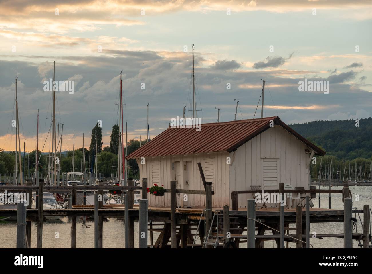 Boathouse a Bodman Ludwigshafen al Lago di Costanza Foto Stock