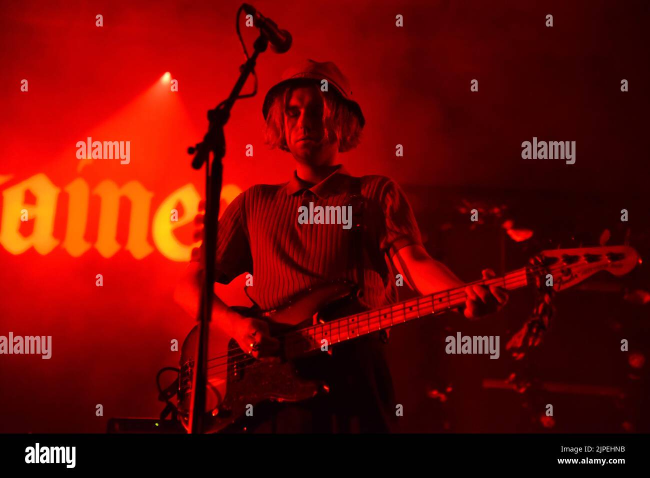 Padova, Italia. 16th ago, 2022. Fontaines D.C. Live al Parco della Musica - Conor Deegan III durante Fontaines D.C., Concerto musicale a Padova, Italia, Agosto 16 2022 Credit: Independent Photo Agency/Alamy Live News Foto Stock