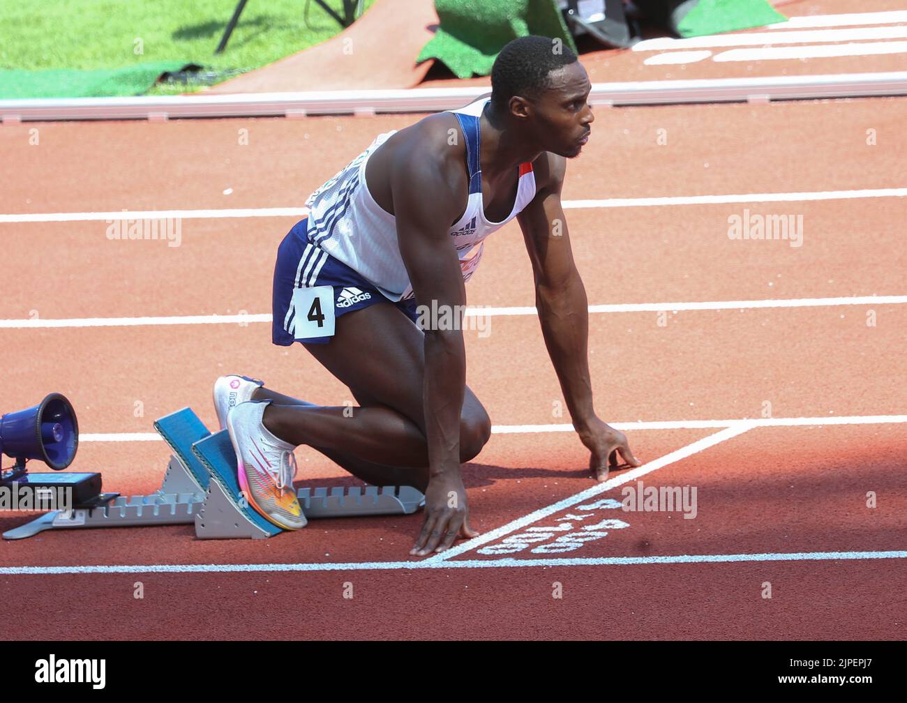 Thomas Jordier di Francia durante l'Atletica, 400m uomini al Campionato europeo Monaco 2022 il 16 agosto 2022 a Monaco di Baviera, Germania - Foto: Laurent Lairys/DPPI/LiveMedia Foto Stock