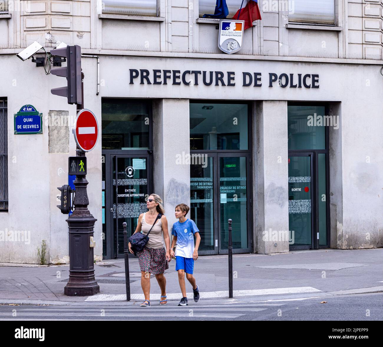 Ufficio prefettura di polizia, 14 Quai de Gesvres, Parigi, Francia Foto Stock
