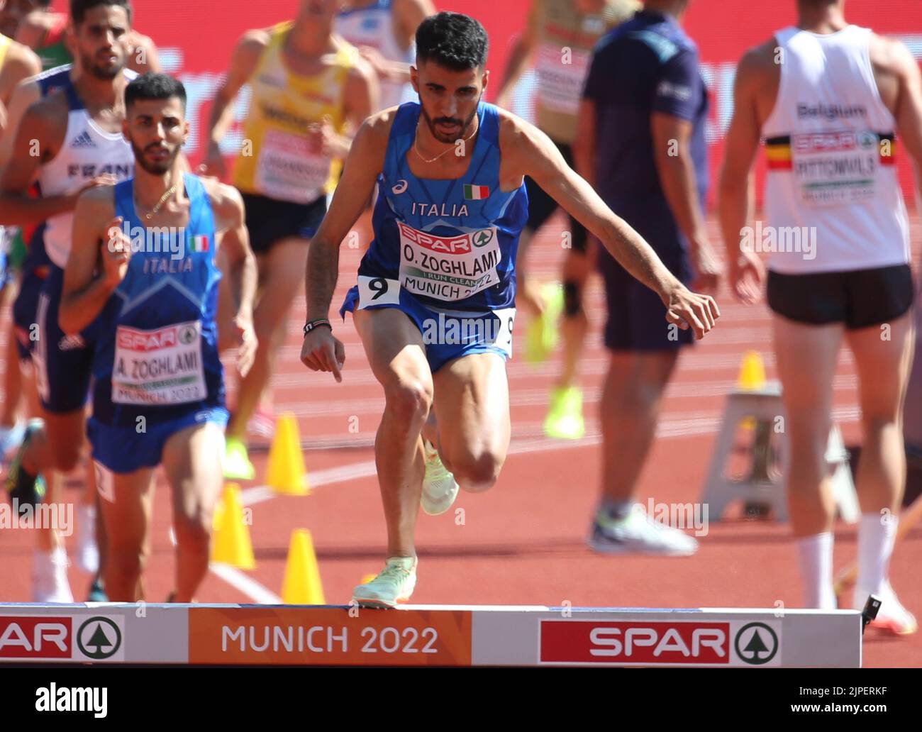 Osama Zoghlami d'Italia durante l'Atletica, Steeplechase maschile 3000m al Campionato europeo di Monaco 2022 il 16 agosto 2022 a Monaco di Baviera, Germania - Foto: Laurent Lairys/DPPI/LiveMedia Foto Stock