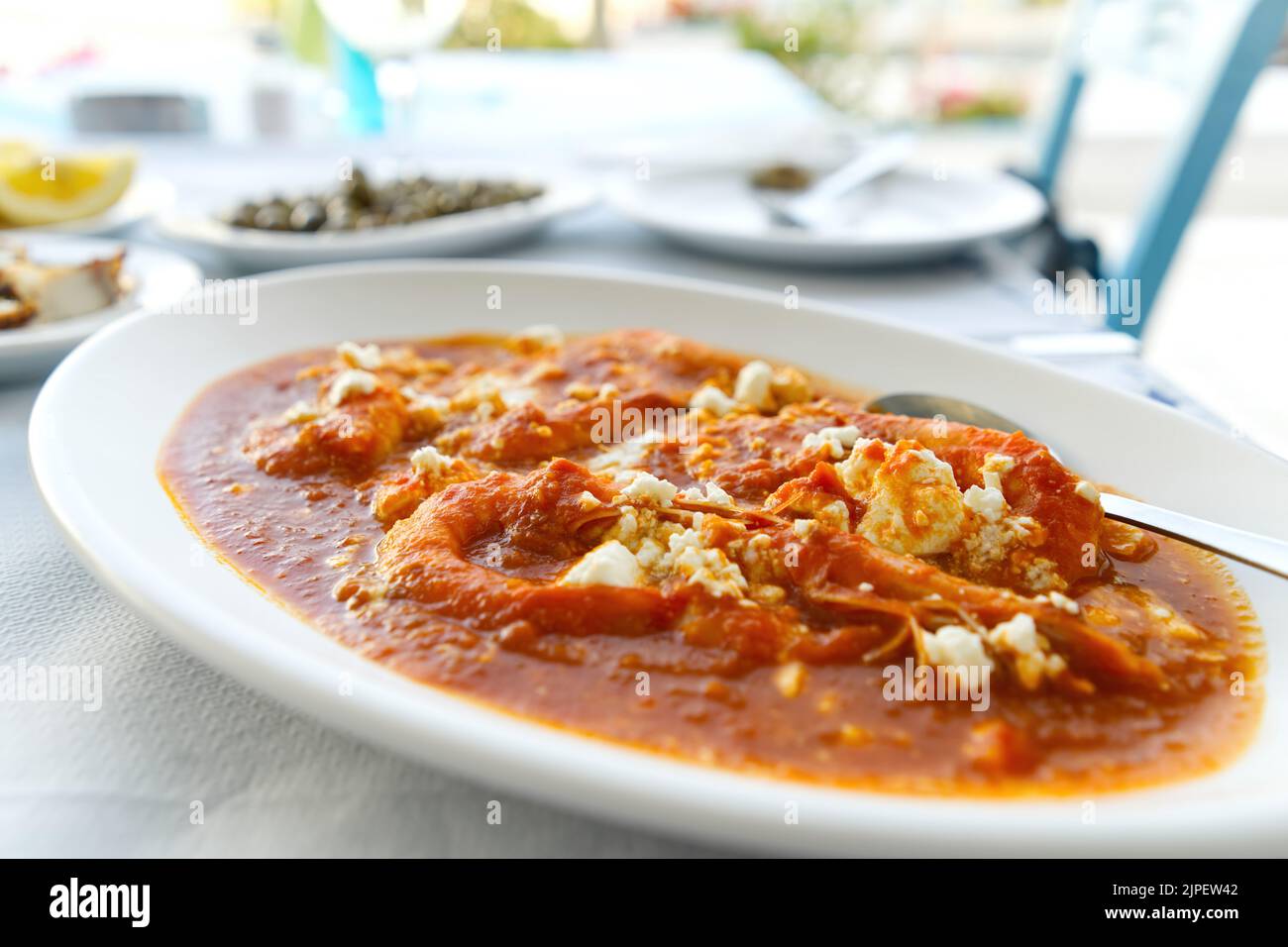 piatto di polpo in grecia ristorante Foto Stock