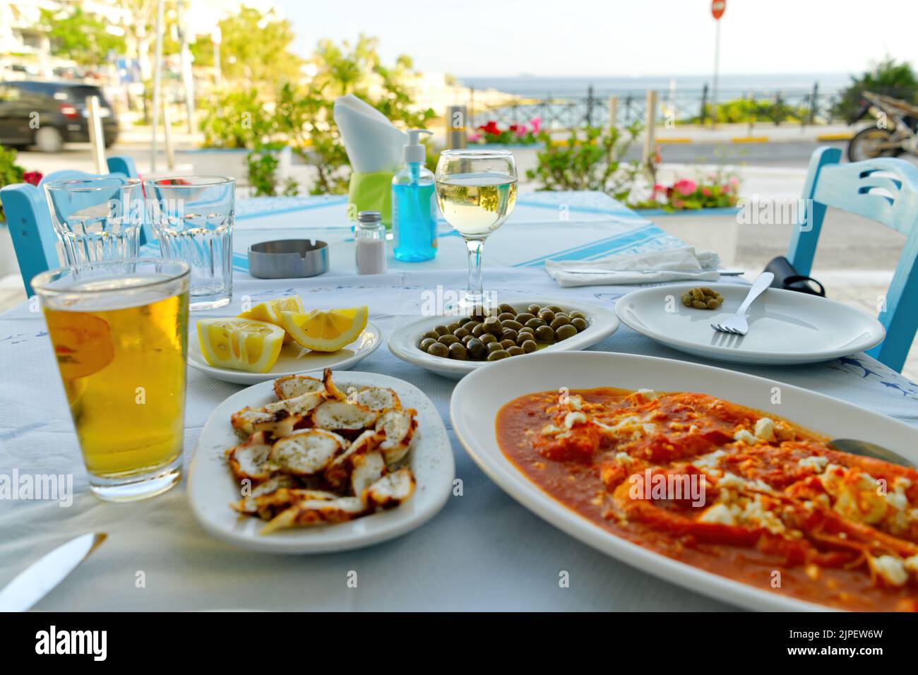 piatto di polpo in grecia ristorante Foto Stock