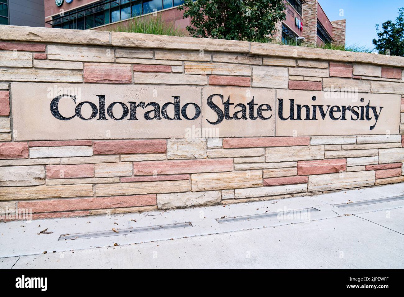 Fort Collins, CO - 16 luglio 2022: Cartello d'ingresso all'Università del Colorado a Fort Collins, Colorado Foto Stock