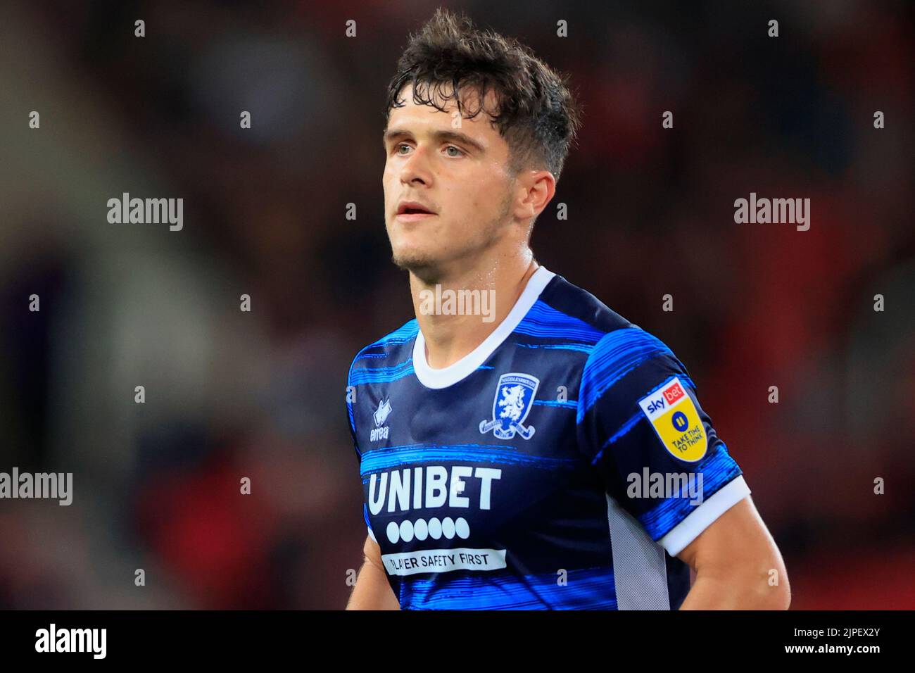 Stoke on Trent, Regno Unito. 17th ago, 2022. Ryan Giles #3 di Middlesbrough a Stoke-on-Trent, Regno Unito, il 8/17/2022. (Foto di Conor Molloy/News Images/Sipa USA) Credit: Sipa USA/Alamy Live News Foto Stock