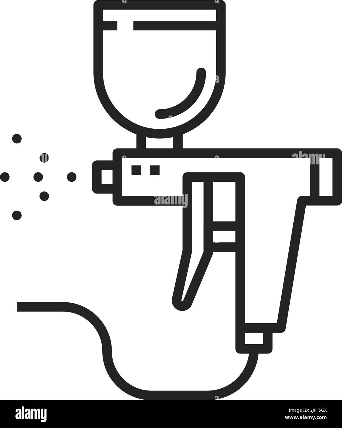 Icona della linea vettoriale di verniciatura a spruzzo. Pistola per verniciatura carrozzeria, servizio di restauro Illustrazione Vettoriale