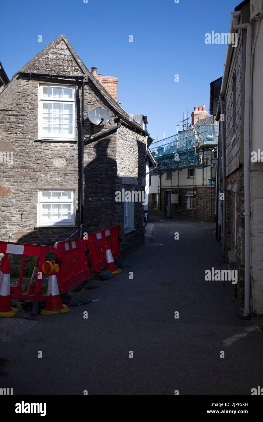 Strade strette a Port Isaac. Cornovaglia Inghilterra Foto Stock