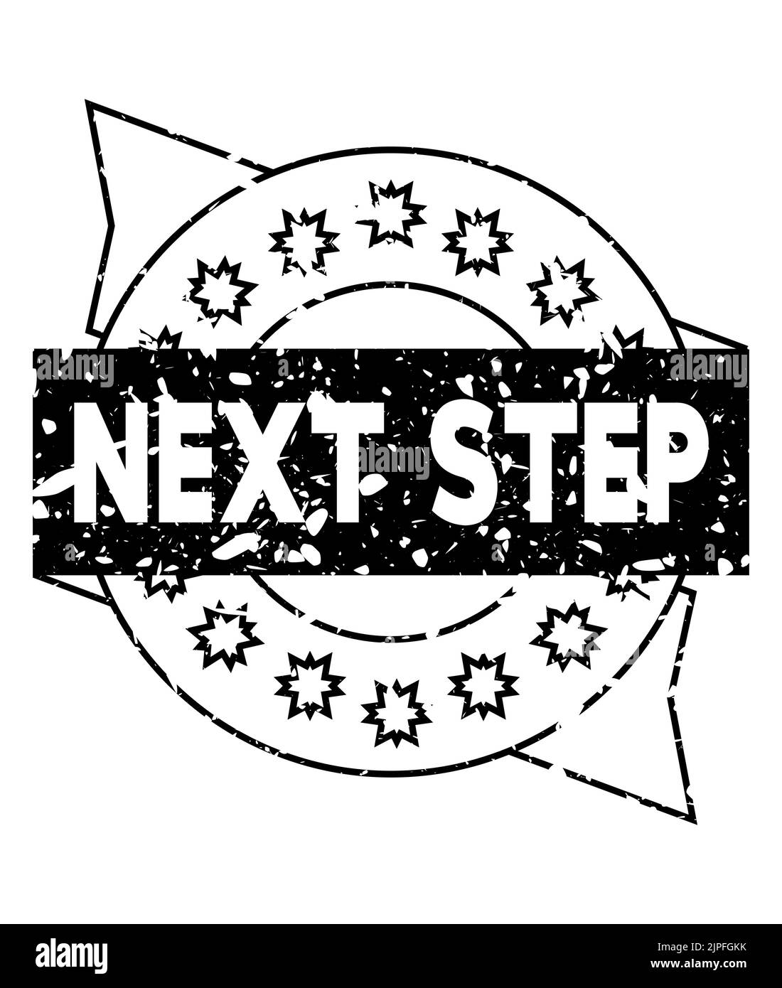 Semplice timbro in gomma vintage con testo Next Step. Illustrazione Vettoriale
