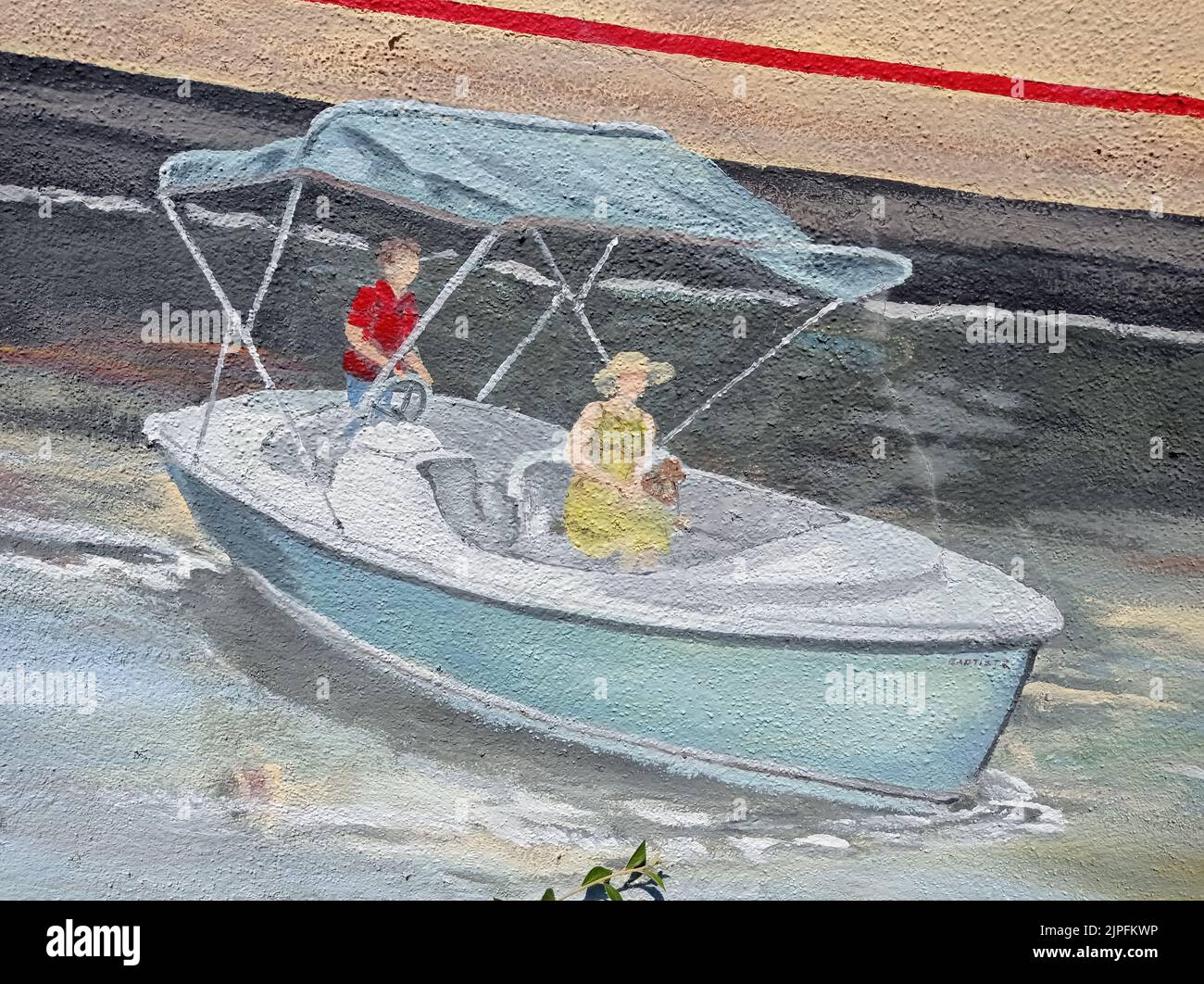 Dessin d'un petit bateau de plaisance, Francia Foto Stock