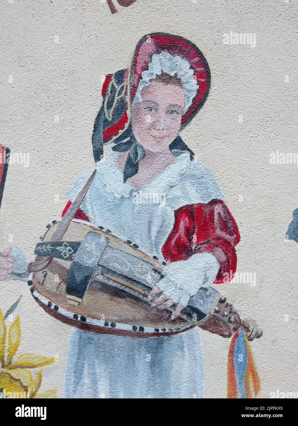 Peinture murale d'une musicienne, Francia Foto Stock