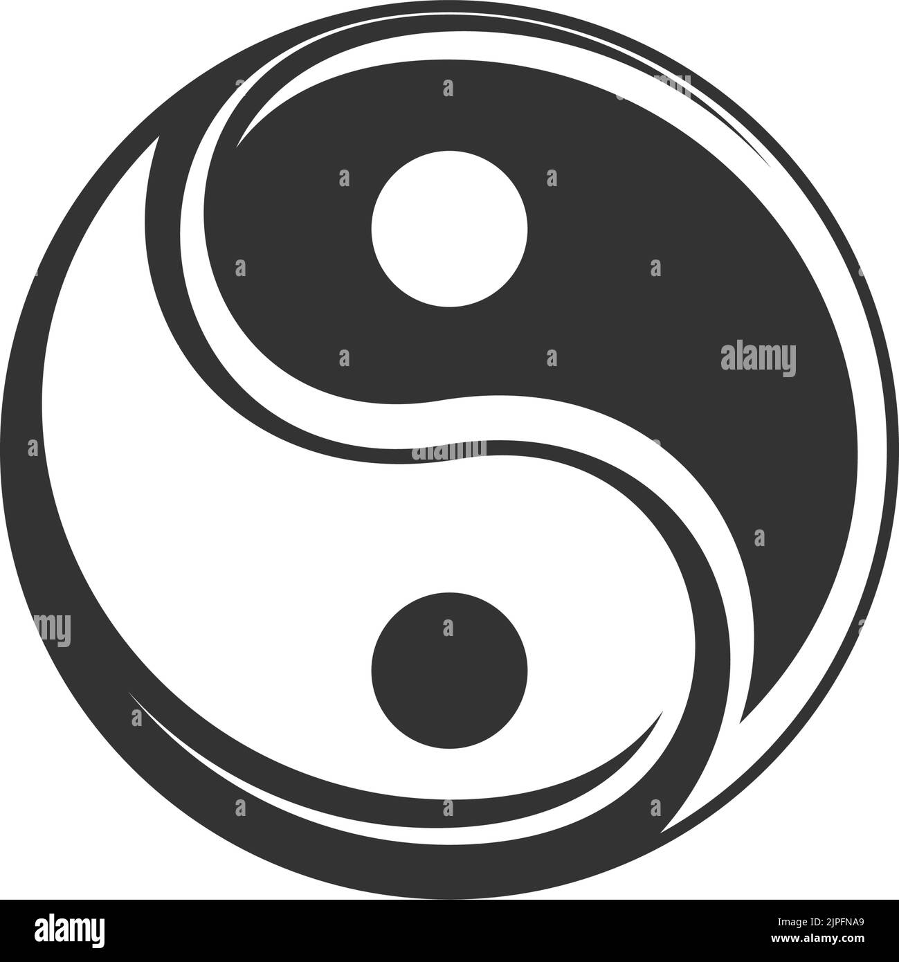 Simbolo del Buddismo isolato segno yin yang. Vettore negativo e positivo, dualismo di buio e luminoso Illustrazione Vettoriale