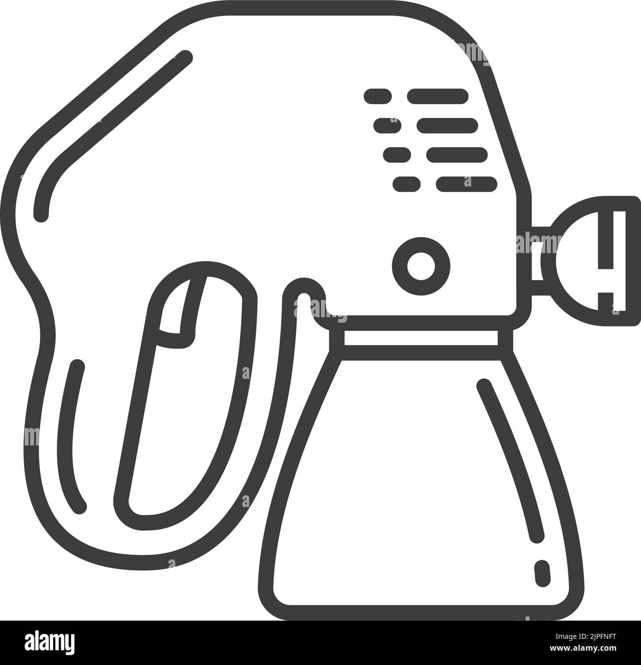 Pistola a spruzzo polverizzatore isolato auto vernice aerografo contorno icona. Strumento di riparazione carrozzeria veicolo vettore, apparecchiatura di aerografo industriale per verniciatura trasporto auto. Polverizzatore per verniciatura auto, pistola a spruzzo per verniciatura Illustrazione Vettoriale