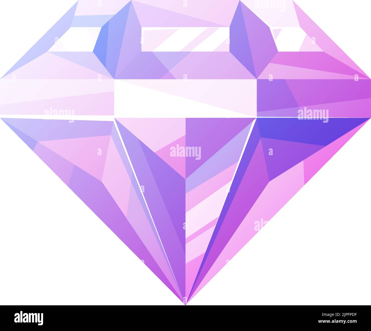 Pietra viola ametista gemma isolata. Gioiello taglio vettoriale, diamante gioiello ultravioletto Illustrazione Vettoriale