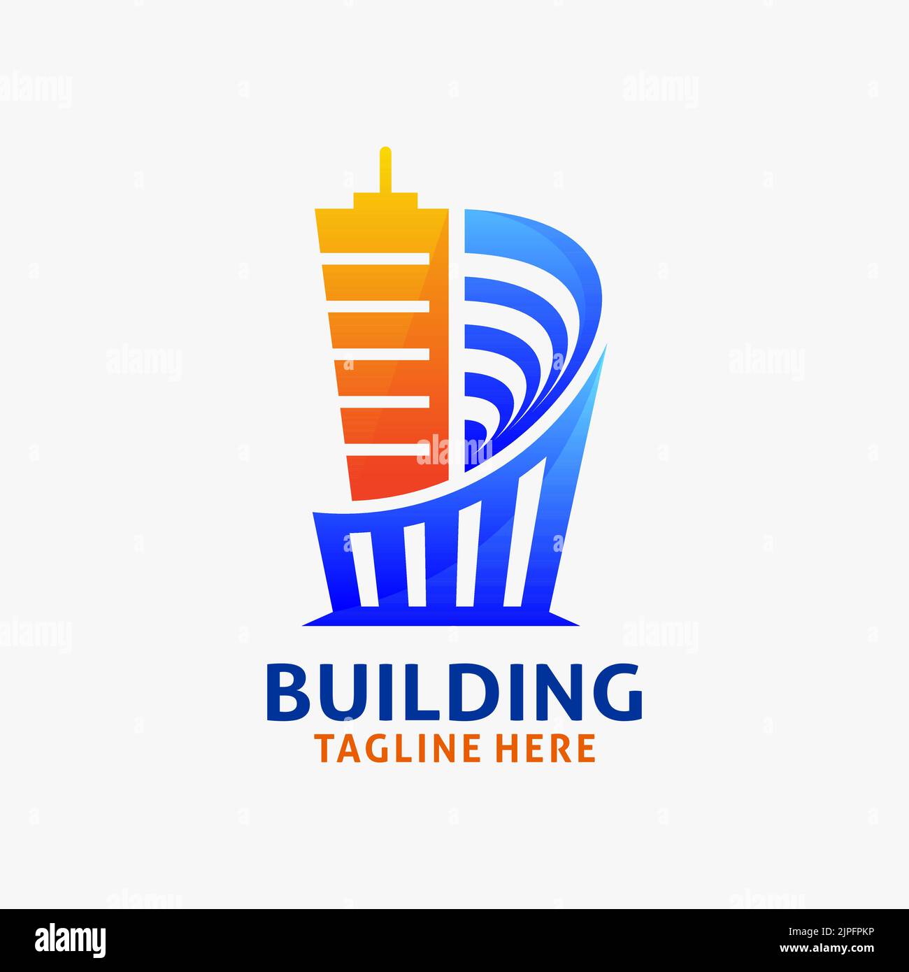 Design logo edificio torre. Architettura edificio cittadino logo design Illustrazione Vettoriale