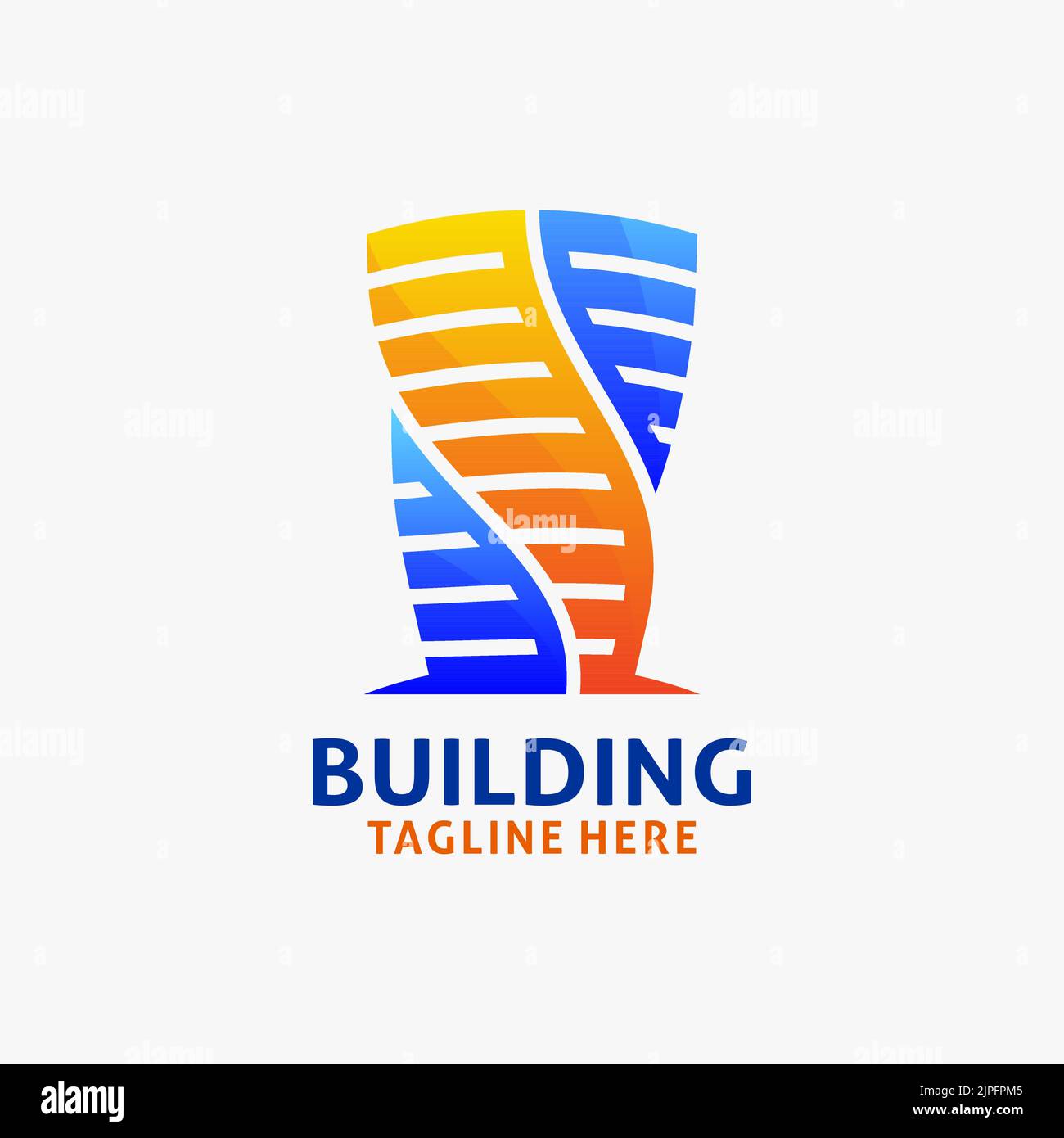 Design logo edificio torre. Architettura edificio cittadino logo design Illustrazione Vettoriale