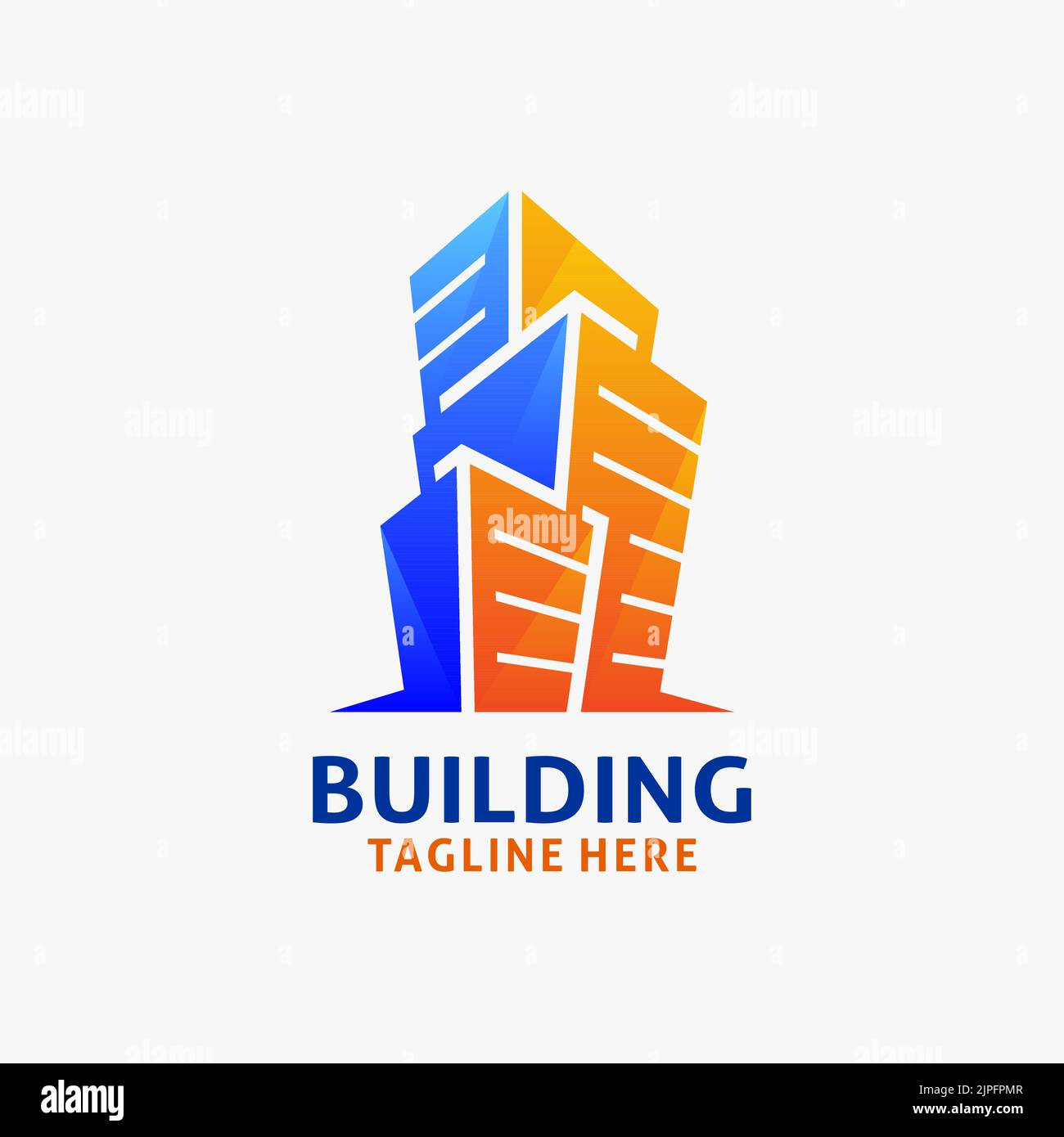 Design logo edificio torre. Architettura edificio cittadino logo design Illustrazione Vettoriale