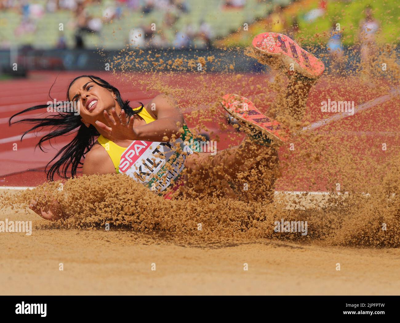 Monaco, Germania. 17th ago, 2022. Atletica: Campionato europeo, Donne, Triple Jump, Dovile Kilty (Lituania). Credit: Soeren Stache/dpa/Alamy Live News Foto Stock