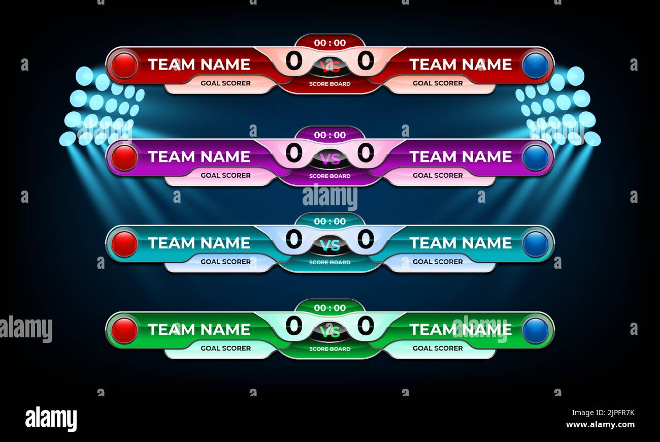 Statistiche di trasmissione del tabellone per il torneo mondiale della lega di calcio con sfondo di primo piano Illustrazione Vettoriale