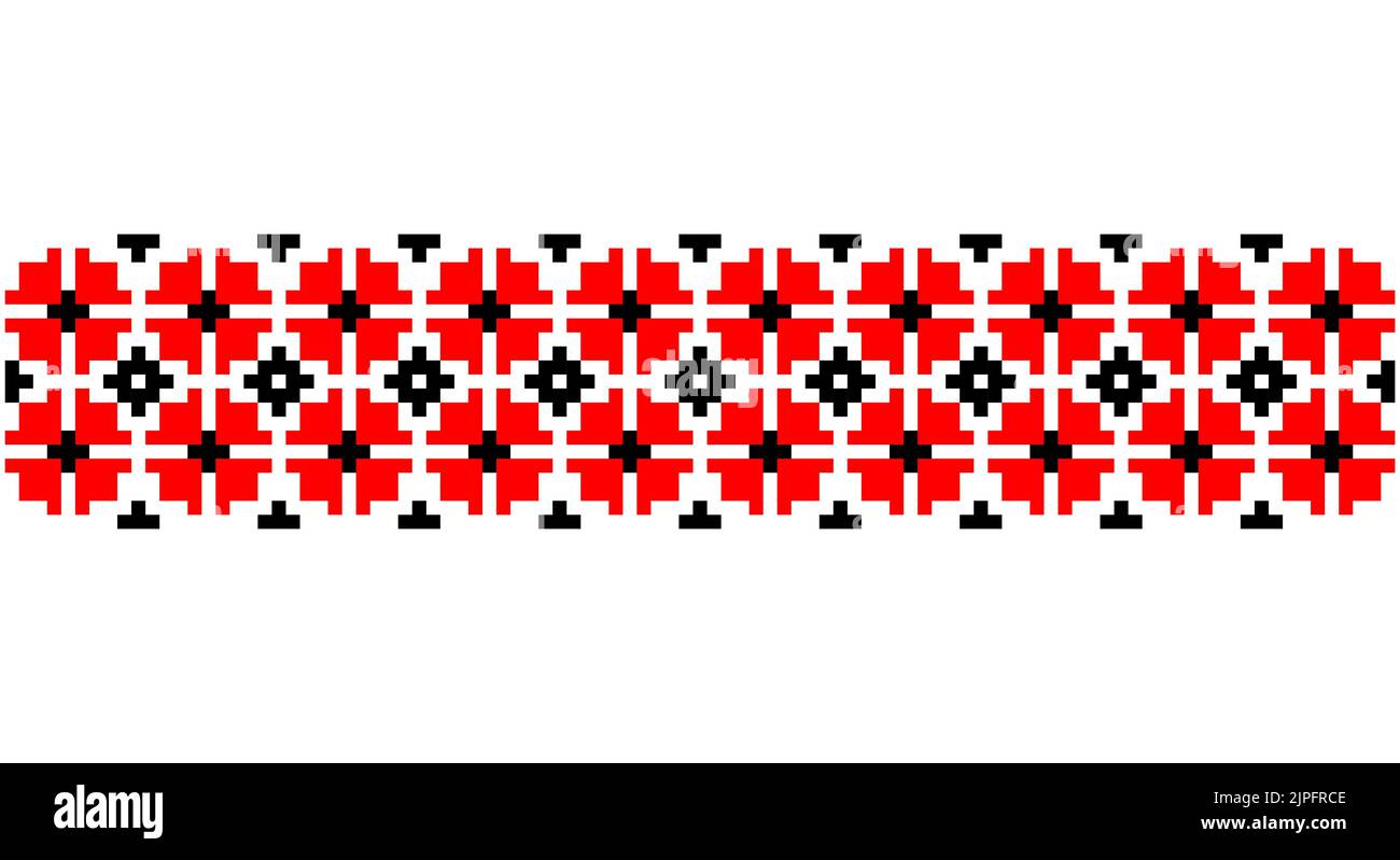 Ricamato bene come vecchio modello etnico ucraino a punto incrociato fatto a mano. Ornamento di asciugamano ucraino, rushnyk chiamato, vettore. Illustrazione Vettoriale