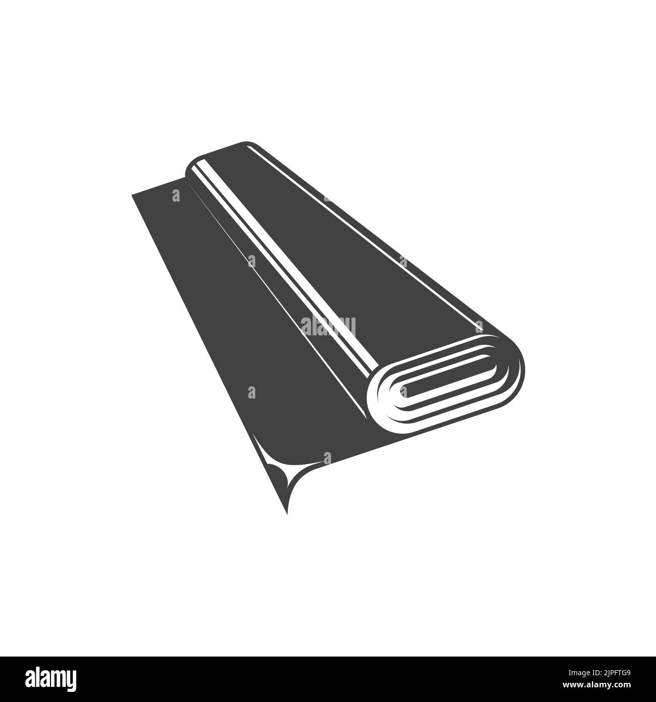 Rotolo di tessuto di alta moda o tessuto isolato monocromatico icona. Tela di lino nera Vector, rotolo di tessuto in bianco e nero. Tappeti arrotolati o tappeti, tappezzeria, tende o carta, produzione di abbigliamento Illustrazione Vettoriale