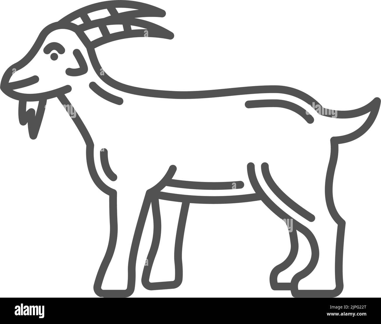 Capra CNY primavera festival simbolo di montone isolato contorno icona. Vettore zodiaco o oroscopo cinese primavera festival segno, tema astrologia. Lunare calendario Capodanno mascotte, capra orientale linea arte animale Illustrazione Vettoriale