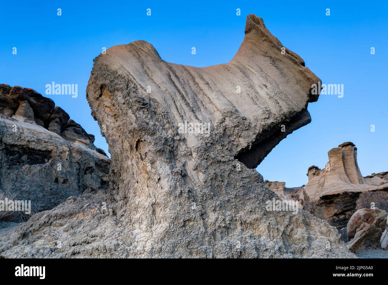 Bisti Badlands / De-Na-Zin Wilderness Area a Sunset, New Mexico, Stati Uniti Foto Stock