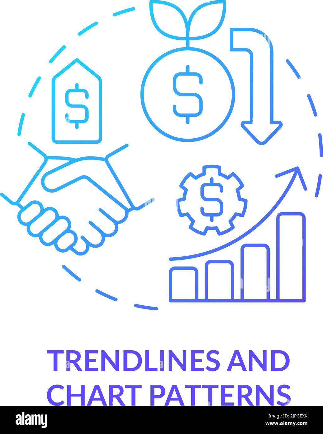 Linee di tendenza e schemi grafici icona del concetto di gradiente blu Illustrazione Vettoriale