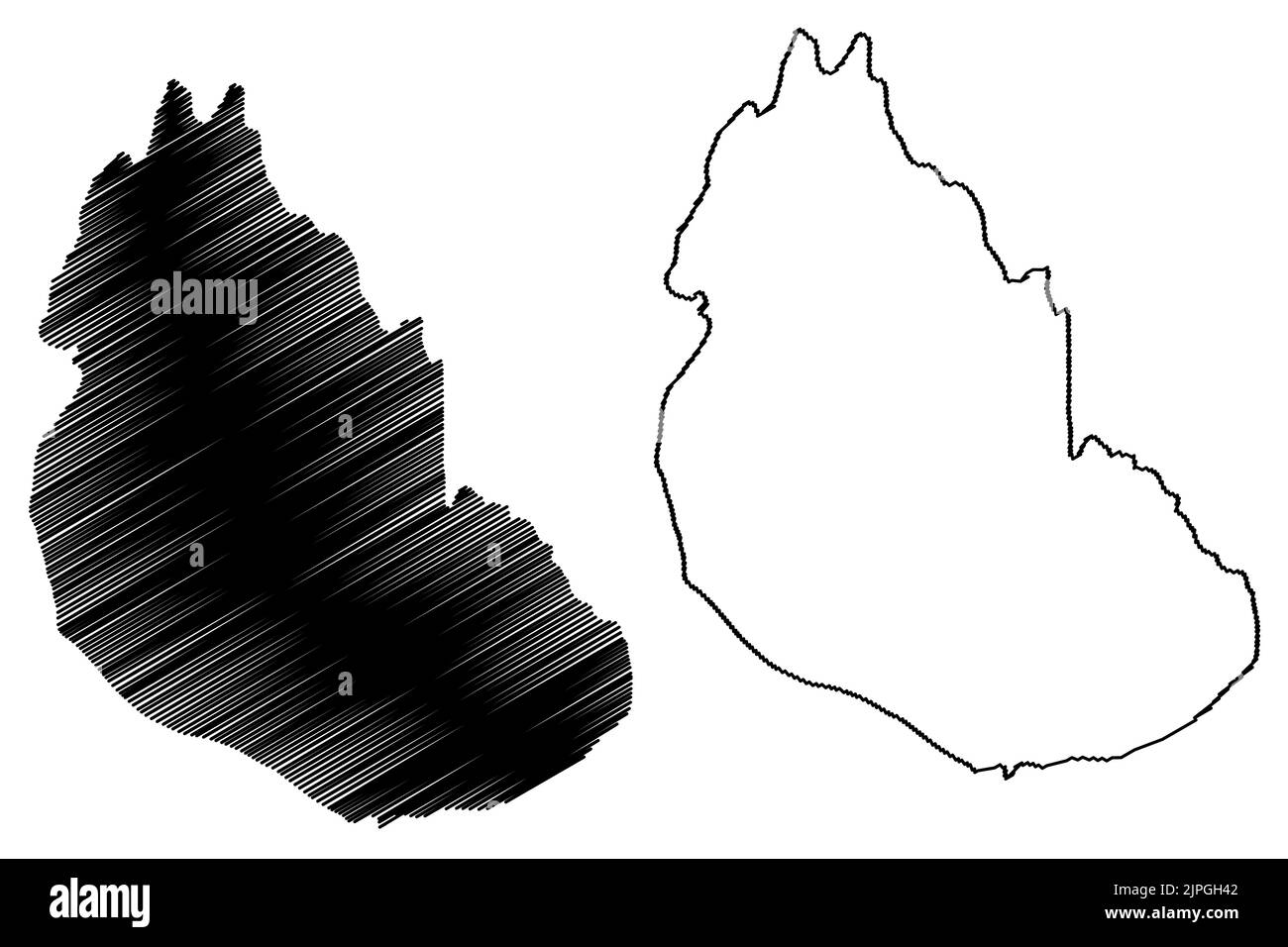 Vitello dell'isola di Eday (Regno Unito di Gran Bretagna e Irlanda del Nord, Scozia, Orkney) illustrazione vettoriale della mappa, schizza l'isola di Cauf o A. Illustrazione Vettoriale