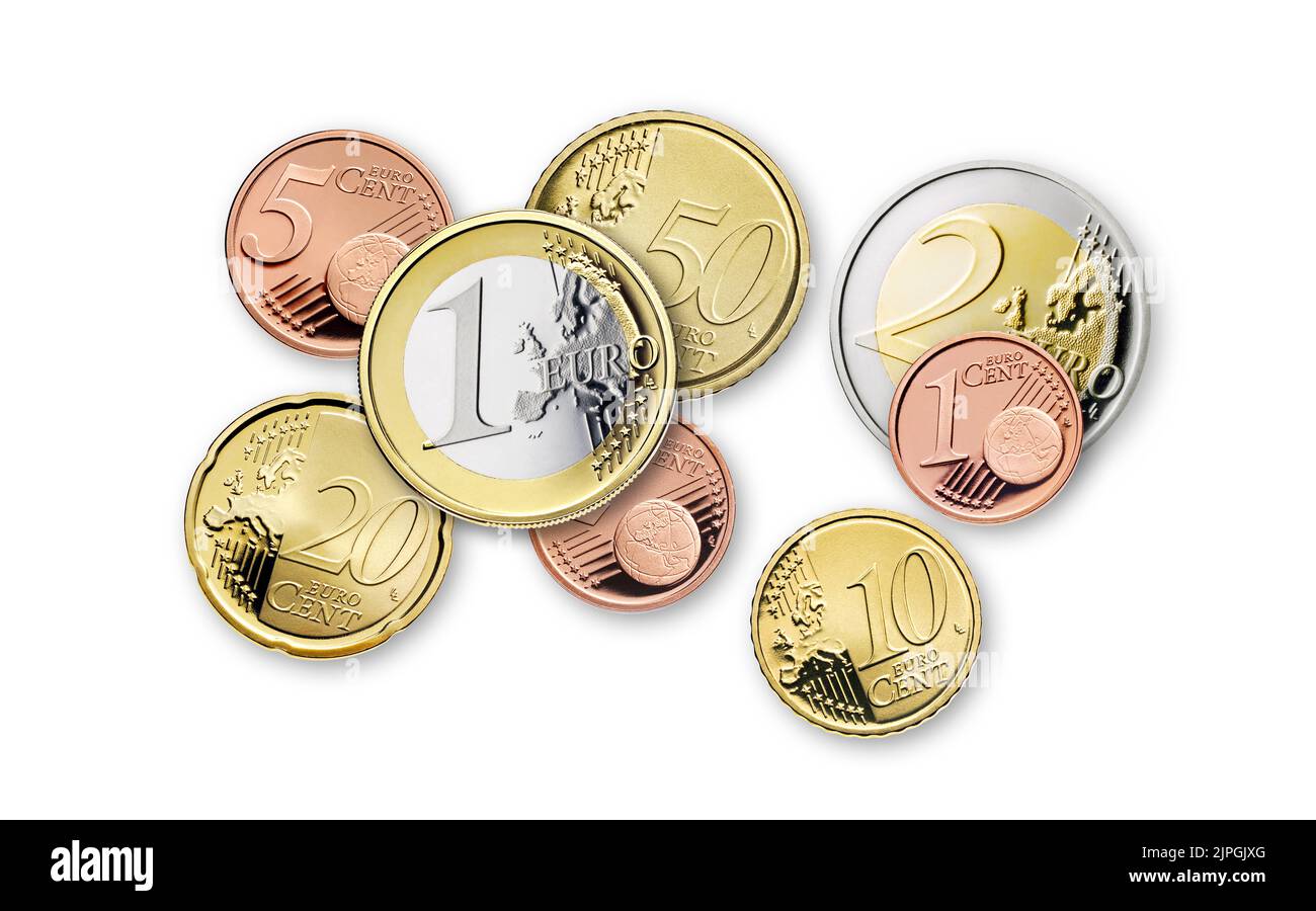 centesimi, monete, monete in euro, 1 euro, centesimi, moneta, un euro Foto Stock