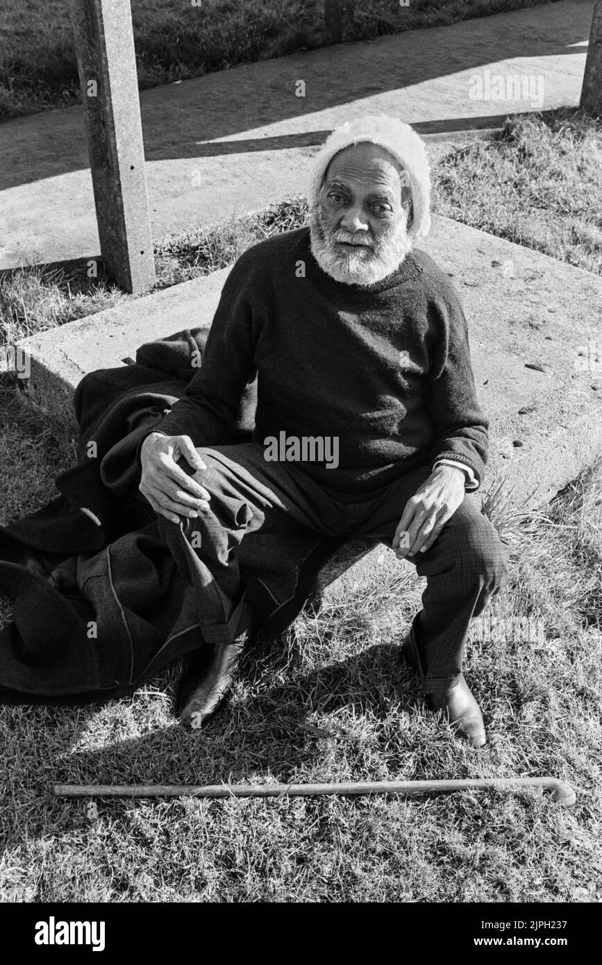 Rifugiati ugandesi asiatici a Plasterdown Camp Dartmoor Devon uomo anziano 1972 Foto Stock