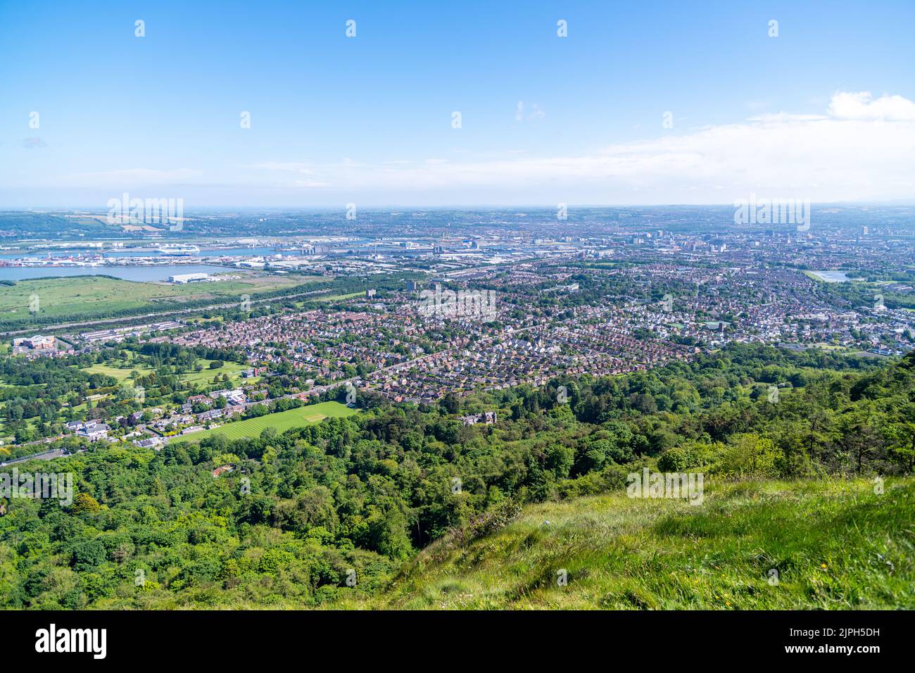 Vista di Belfast da Cave Hill, Irlanda del Nord, Regno Unito Foto Stock