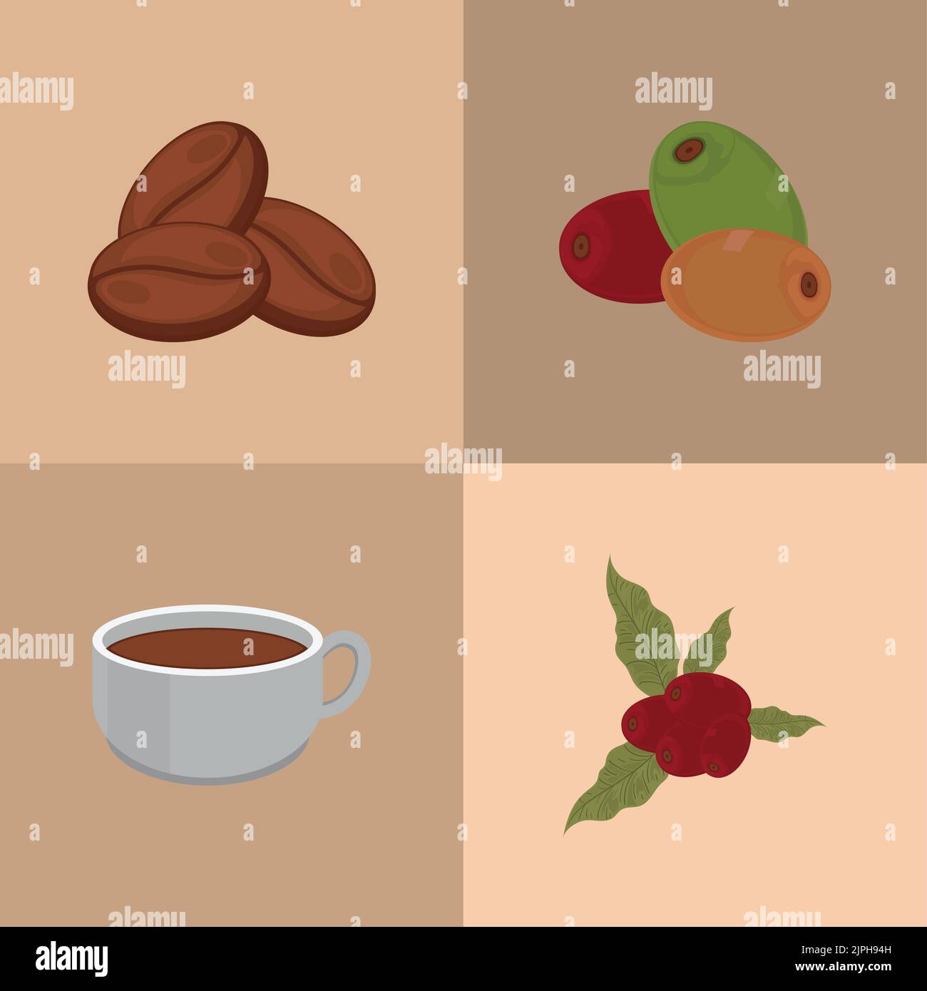 set della giornata internazionale del caffè Illustrazione Vettoriale