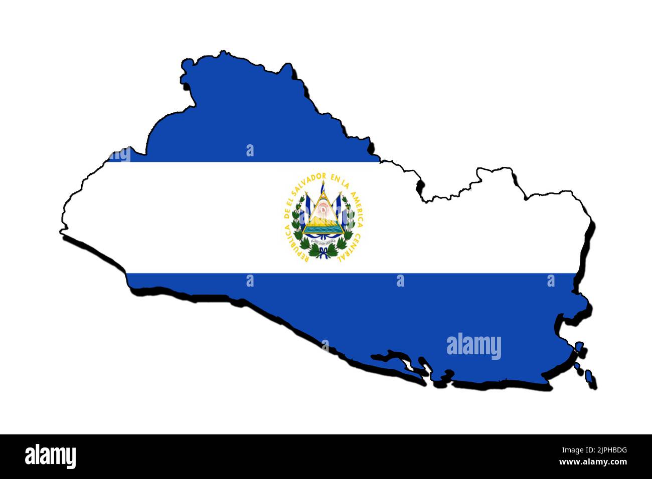 Silhouette della mappa di El Salvador con la sua bandiera Foto Stock