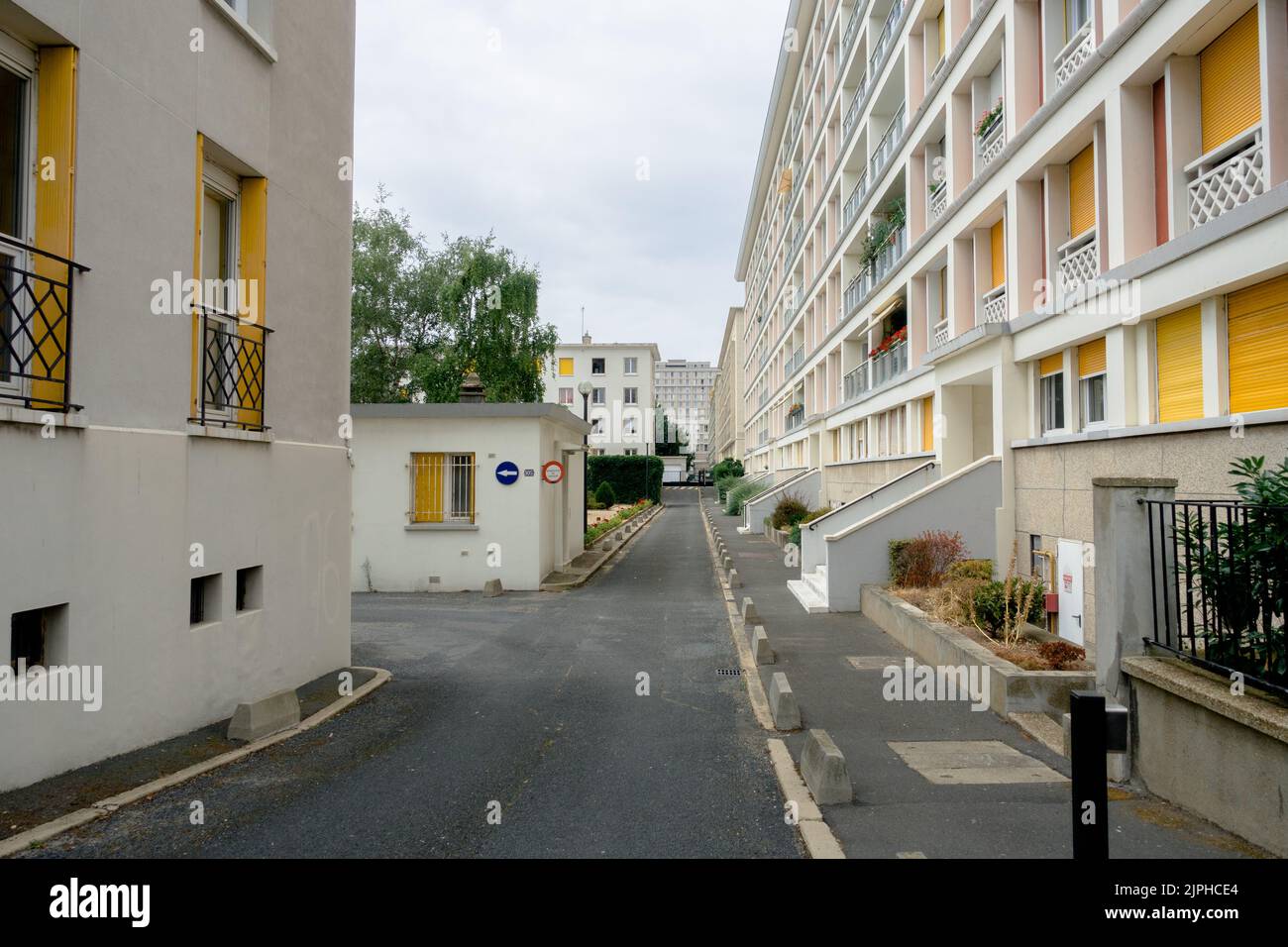 Una vista degli edifici e delle strade della città francese di le Havre Foto Stock