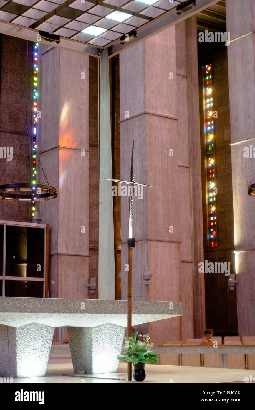 Vista interna della chiesa di San Giuseppe a le Havre, Francia Foto Stock