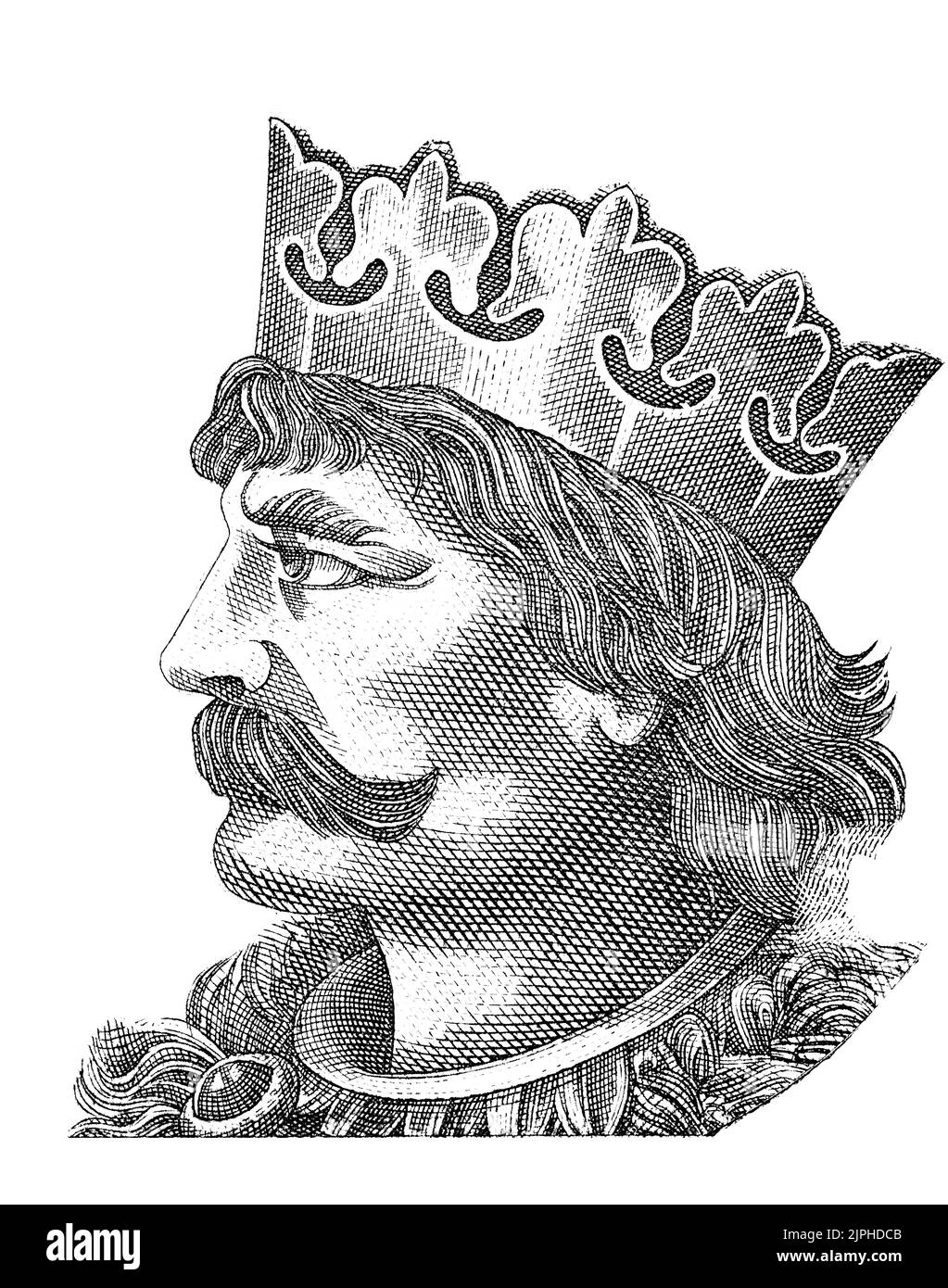 Boleslaus i il taglio Brave su 20 banconota zloty lucidata isolata su sfondo bianco per il design Foto Stock