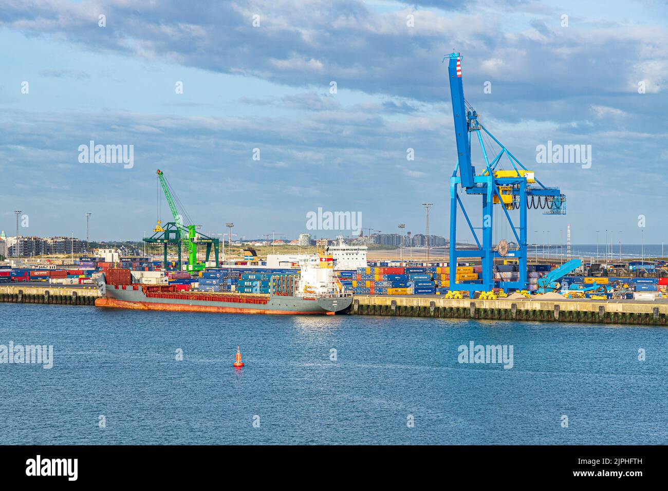 Mattina presto nel porto di Zeebrugge, Belgio Foto Stock