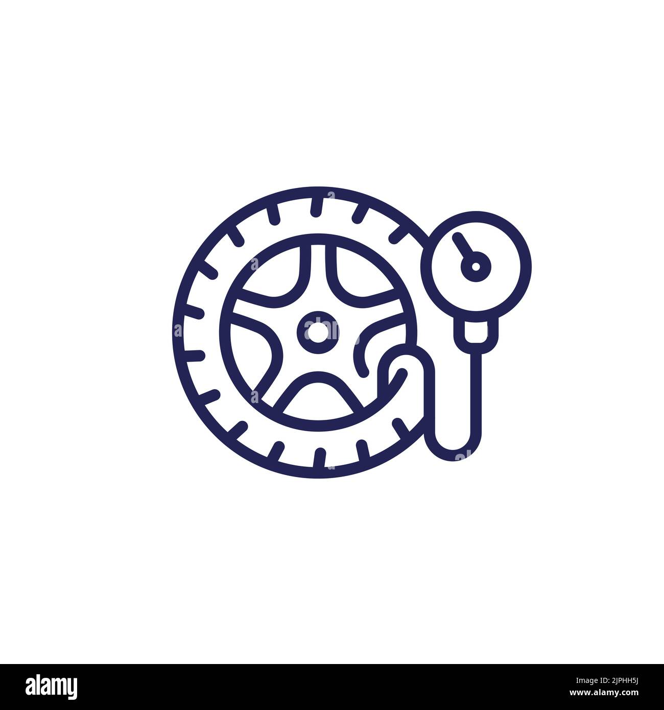 icona pressione pneumatici, vettore linea di controllo pneumatici Illustrazione Vettoriale