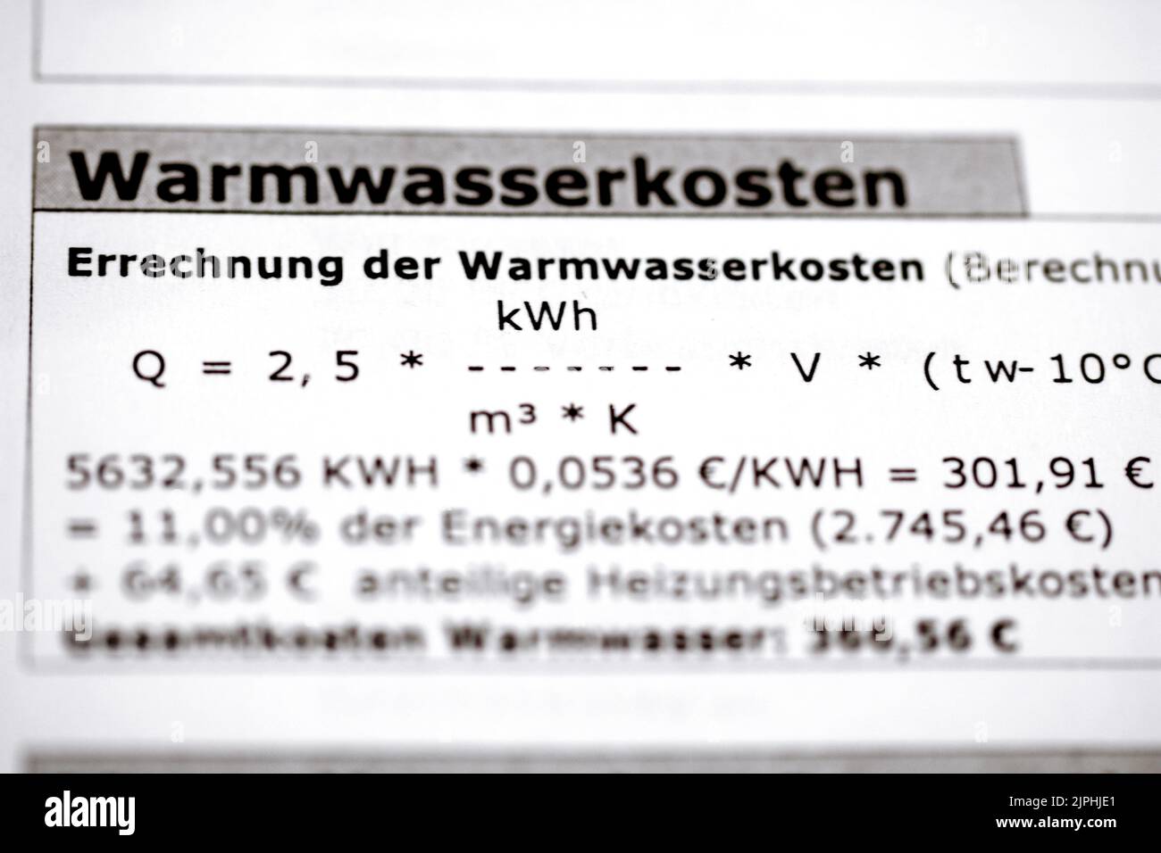 spese, acqua calda spese, errechnung, hausnebenkosten, carica Foto Stock