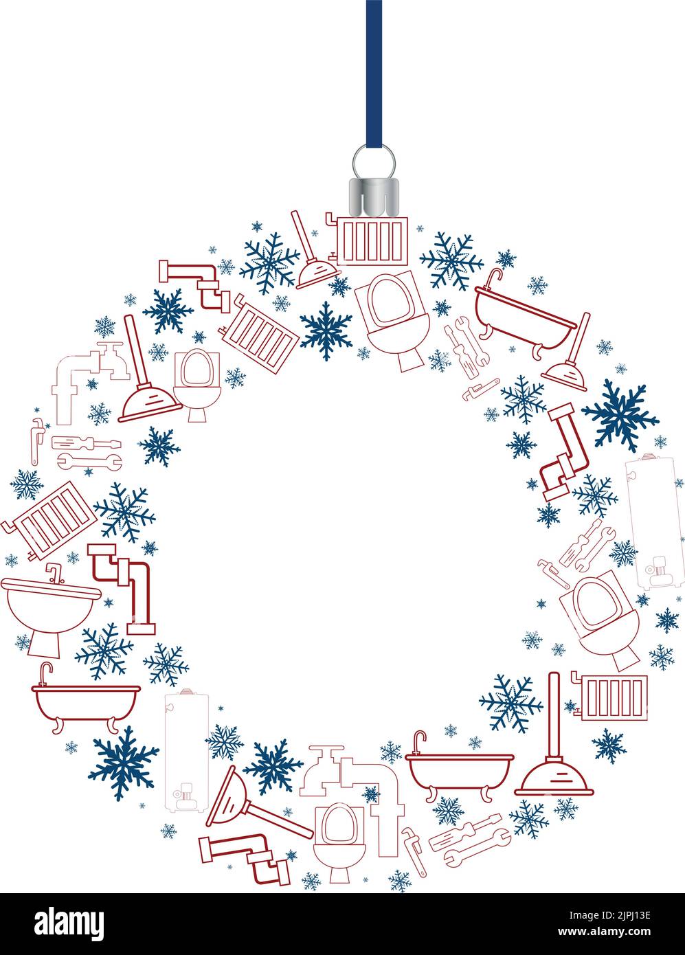 Corona di Natale fatta di icone di costruzione tools.Happy anno nuovo e felice Natale vacanza. Foto Stock