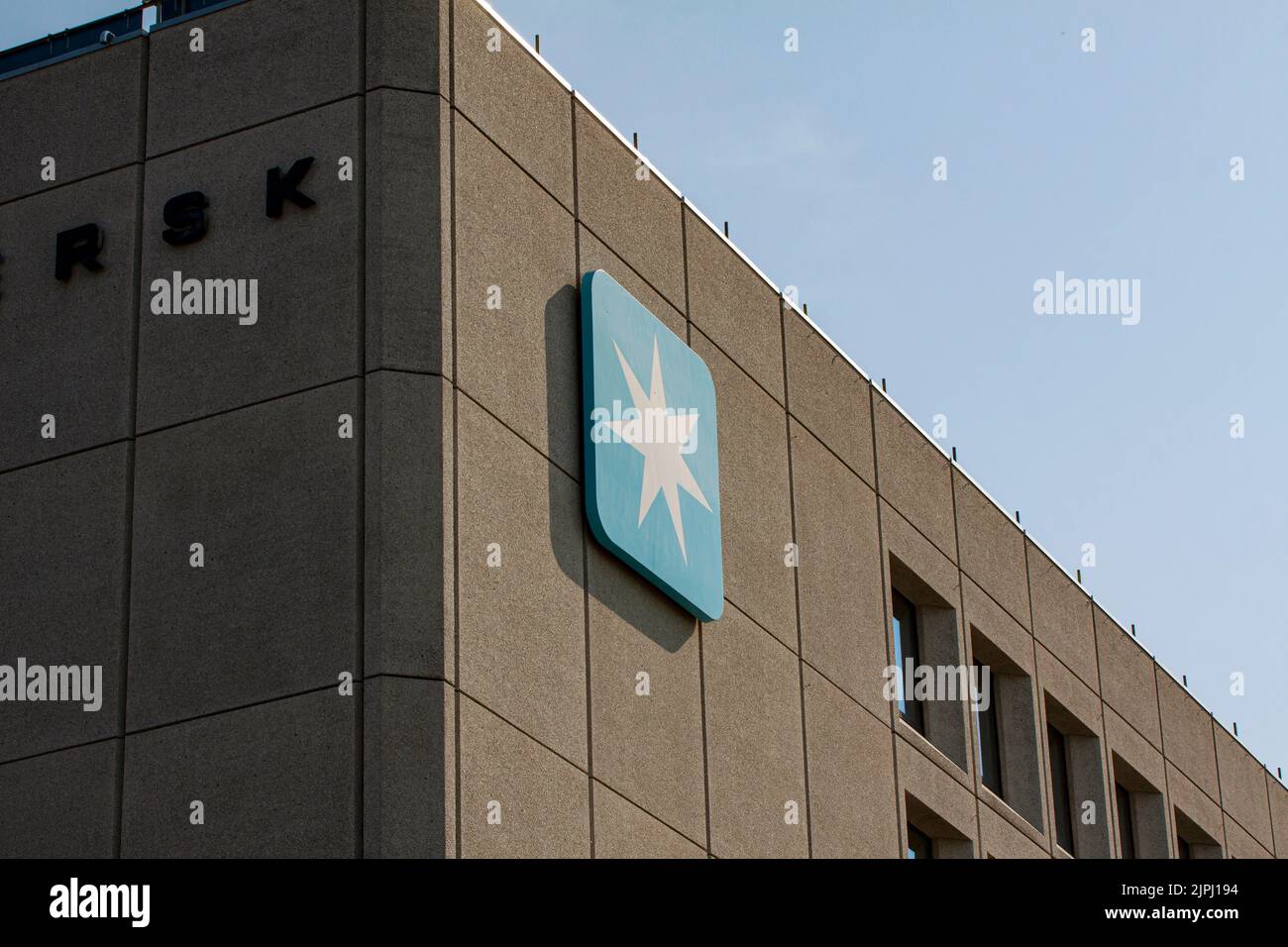 Sede principale del Gruppo Maersk - A.P. Møller Mærsk - conglomerato danese dei trasporti, della logistica, dell'energia e dei container. Registro a stella Foto Stock